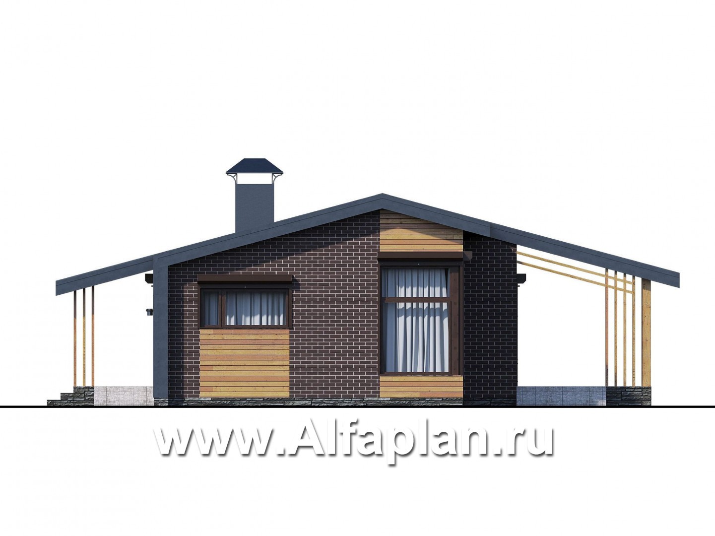 Проекты домов Альфаплан - «Омикрон» - современный каркасный дом для загородной жизни - изображение фасада №1
