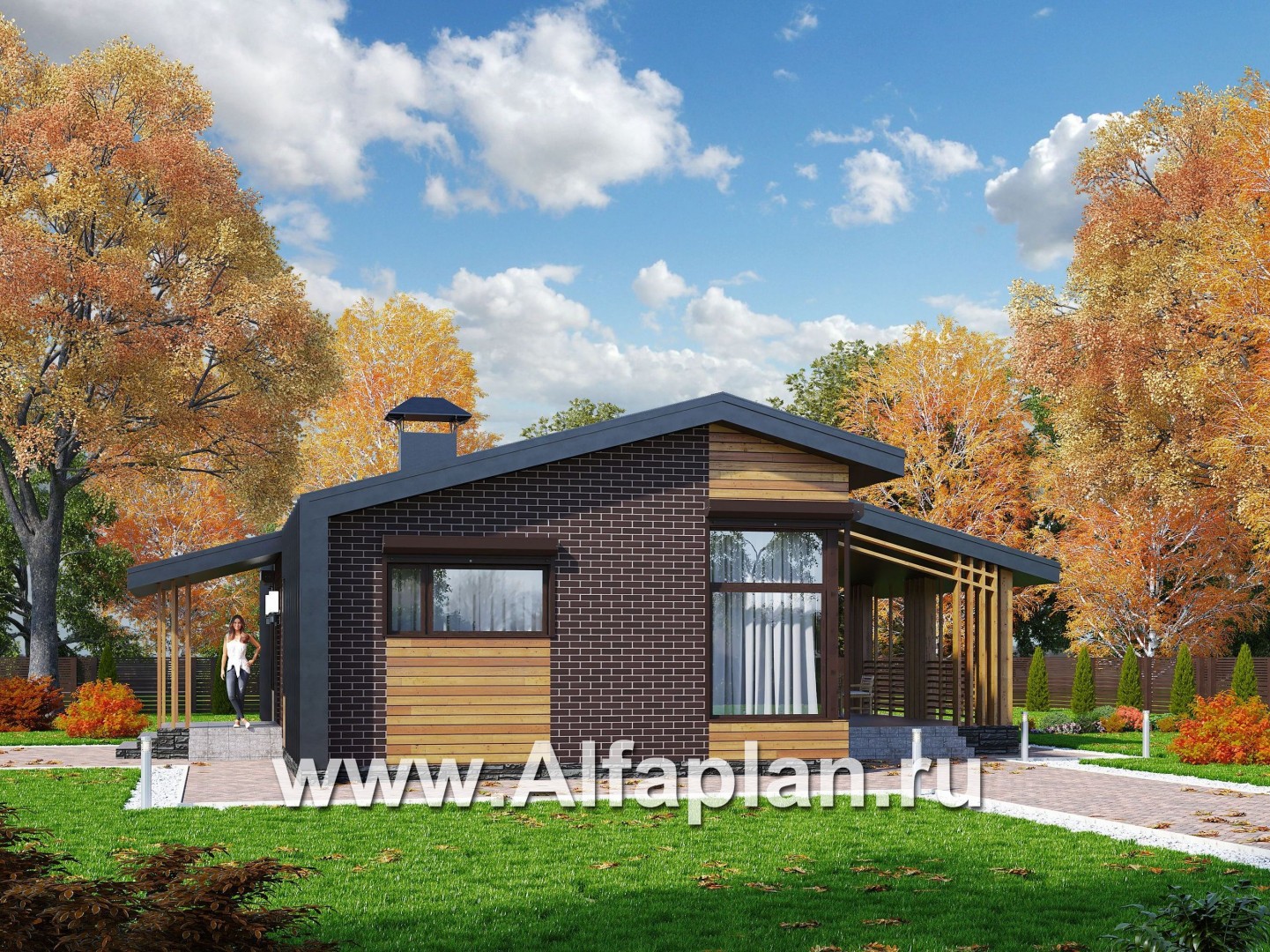 Проекты домов Альфаплан - «Омикрон» - современный каркасный дом для загородной жизни - основное изображение