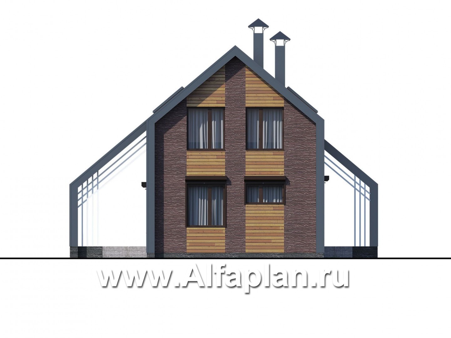 Проекты домов Альфаплан - «Тау» - проект двухэтажного каркасного дома, с террасой, в современном стиле барн - изображение фасада №4