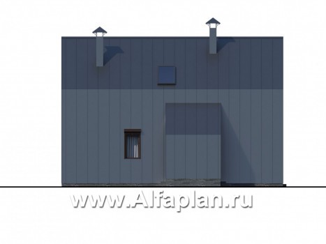 Проекты домов Альфаплан - «Тау» - проект двухэтажного каркасного дома, с террасой, в современном стиле барн - превью фасада №3