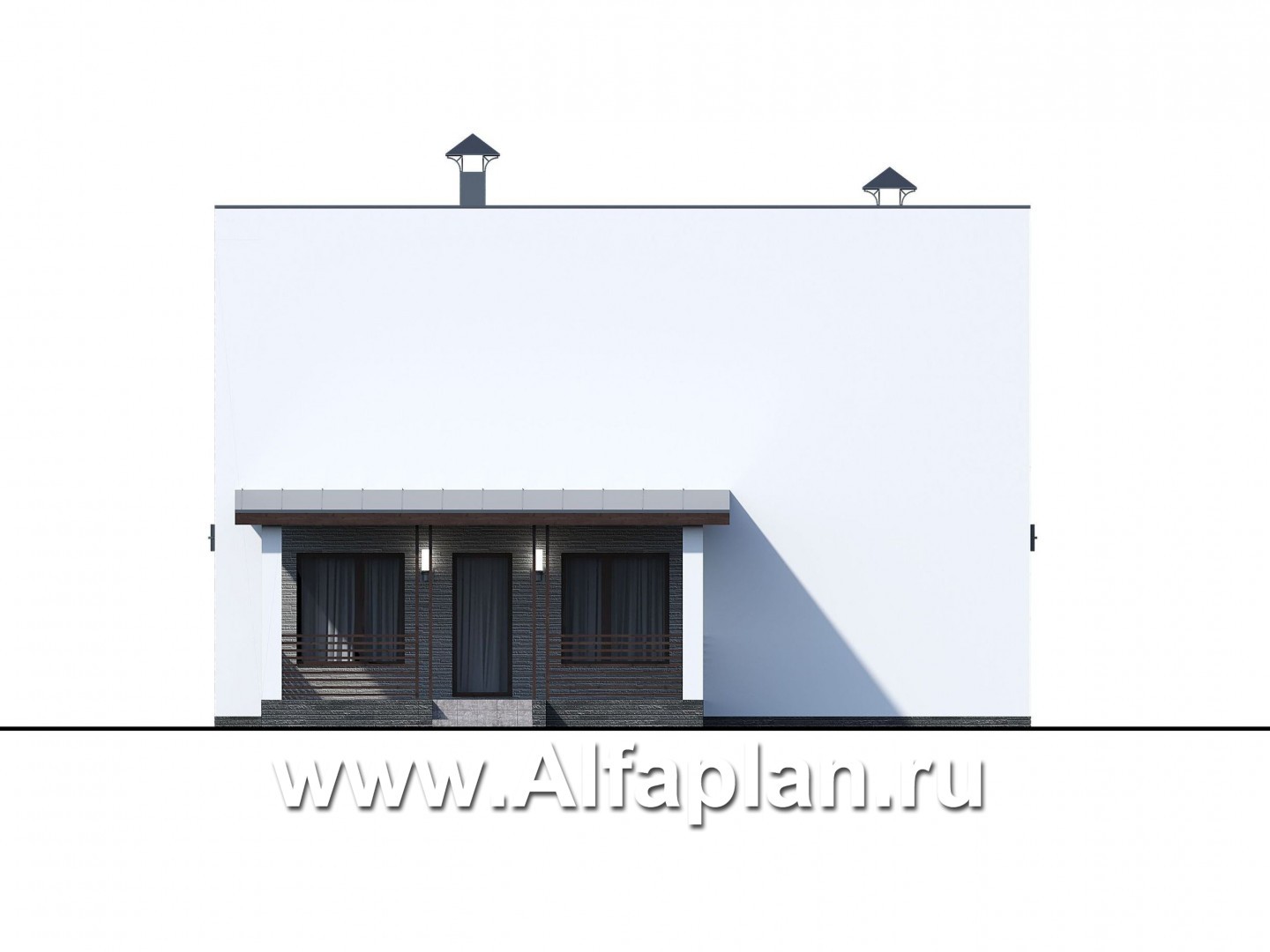 Проекты домов Альфаплан - «Тау» - каркасный дом с односкатной кровлей - изображение фасада №2