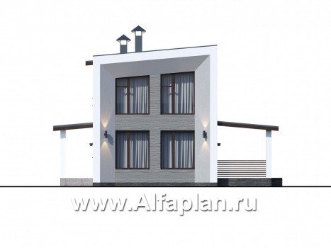 Проекты домов Альфаплан - «Тау» - каркасный дом с односкатной кровлей - превью фасада №1