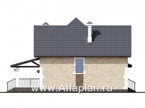 Проекты домов Альфаплан - «Причал» - романтический коттедж из кирпичей с  удобным планом - превью фасада №3