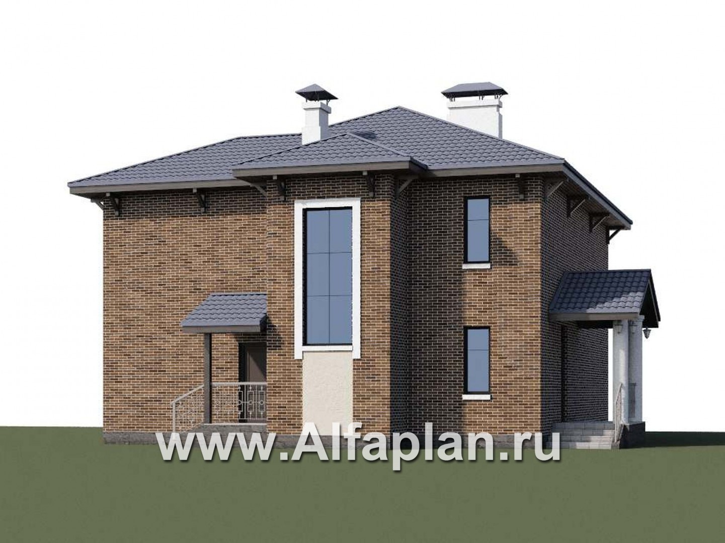 Проекты домов Альфаплан - «Эффект бабочки» - дом с красивой угловой террасой - дополнительное изображение №1