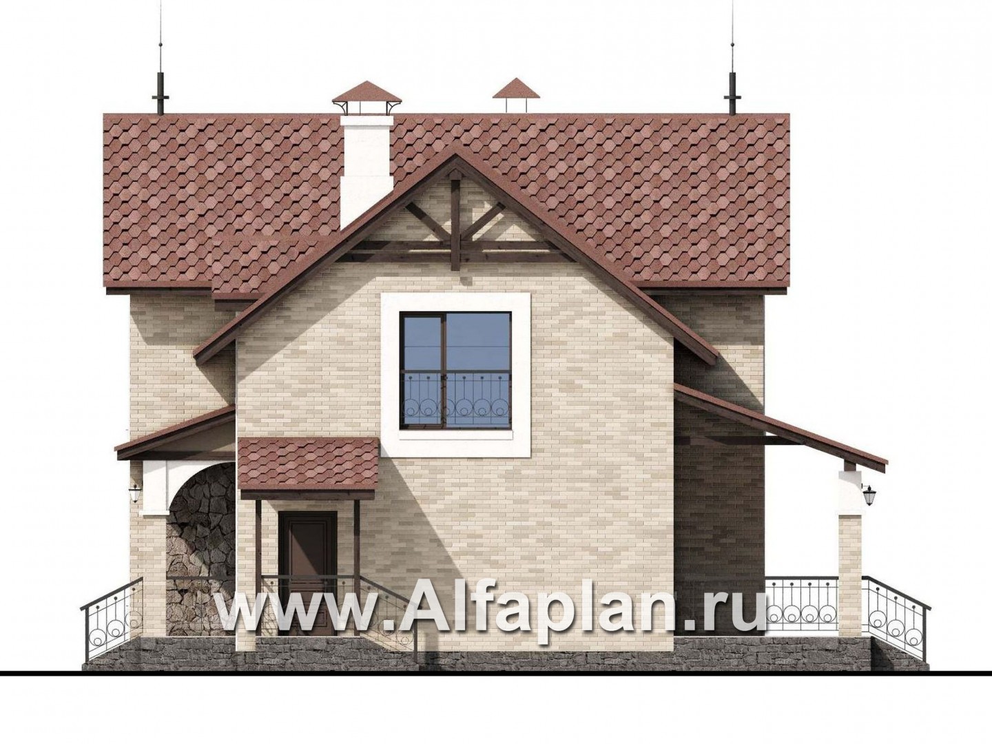 Проекты домов Альфаплан - «Огни залива» - проект дома с открытой планировкой - изображение фасада №2