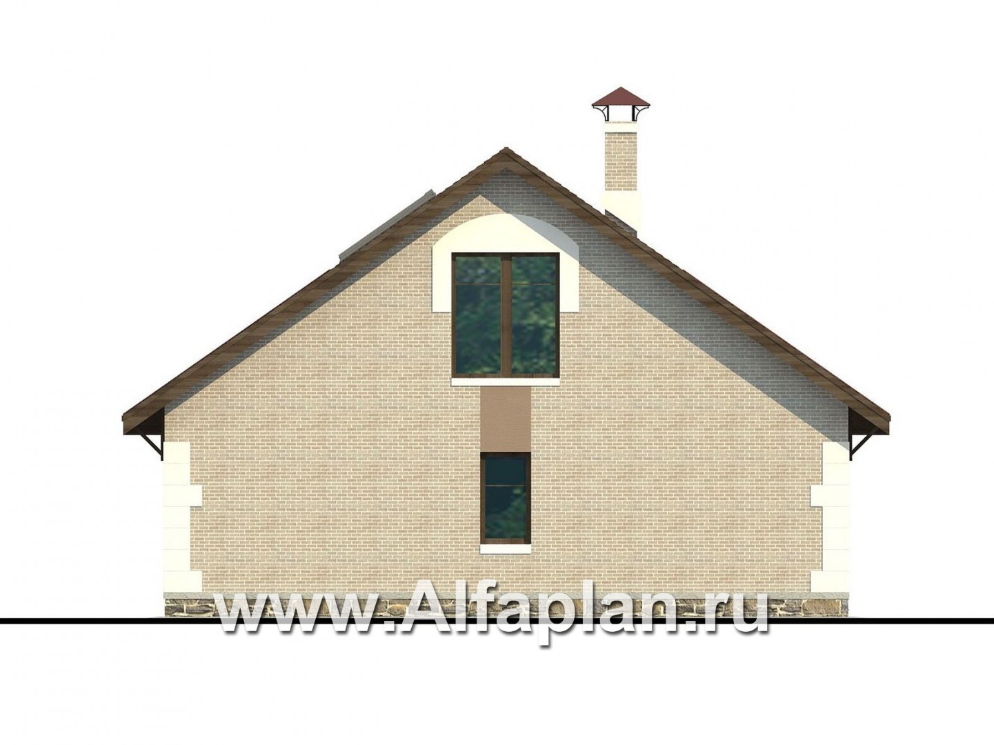 Проекты домов Альфаплан - «Замечательный сосед» - проект дома с мансардой, с остекленной террасой - изображение фасада №4