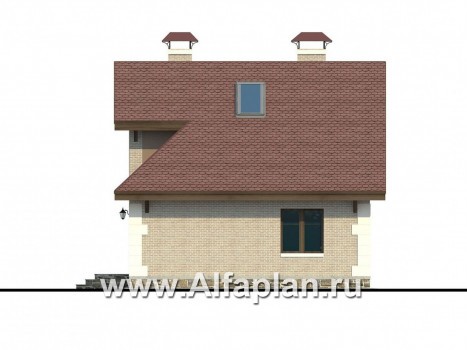 Проекты домов Альфаплан - «Замечательный сосед» - проект дома с мансардой, с остекленной террасой - превью фасада №2
