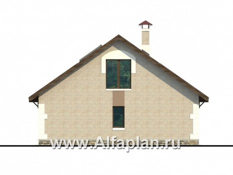 Проекты домов Альфаплан - «Замечательный сосед» - проект дома с мансардой, с остекленной террасой - превью фасада №4