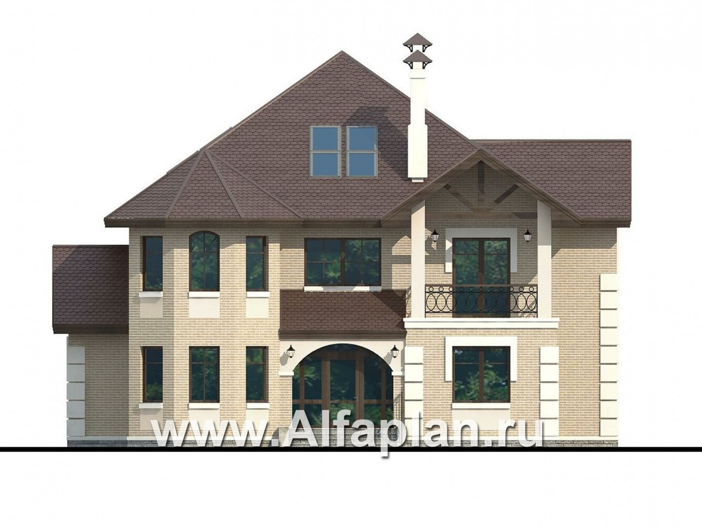 Проекты домов Альфаплан - «Воронцов»- респектабельный коттедж с комфортной планировкой - изображение фасада №1