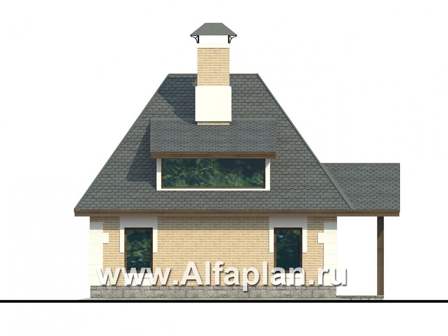 Проекты домов Альфаплан - Гараж со студией в  мансарде - изображение фасада №4