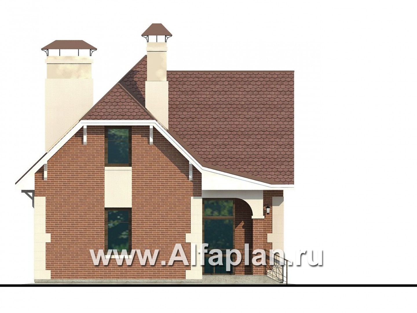 Проекты домов Альфаплан - Гостевой дом с гаражом на две машины - изображение фасада №3