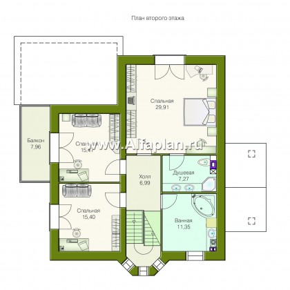 Проекты домов Альфаплан - «Лавиери Плюс»- проект дома с изящным крыльцом и эркером - превью плана проекта №2