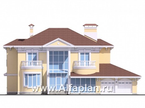 Проекты домов Альфаплан - Вилла «Эдельвейс» - элитный дом в классическом стиле - превью фасада №1