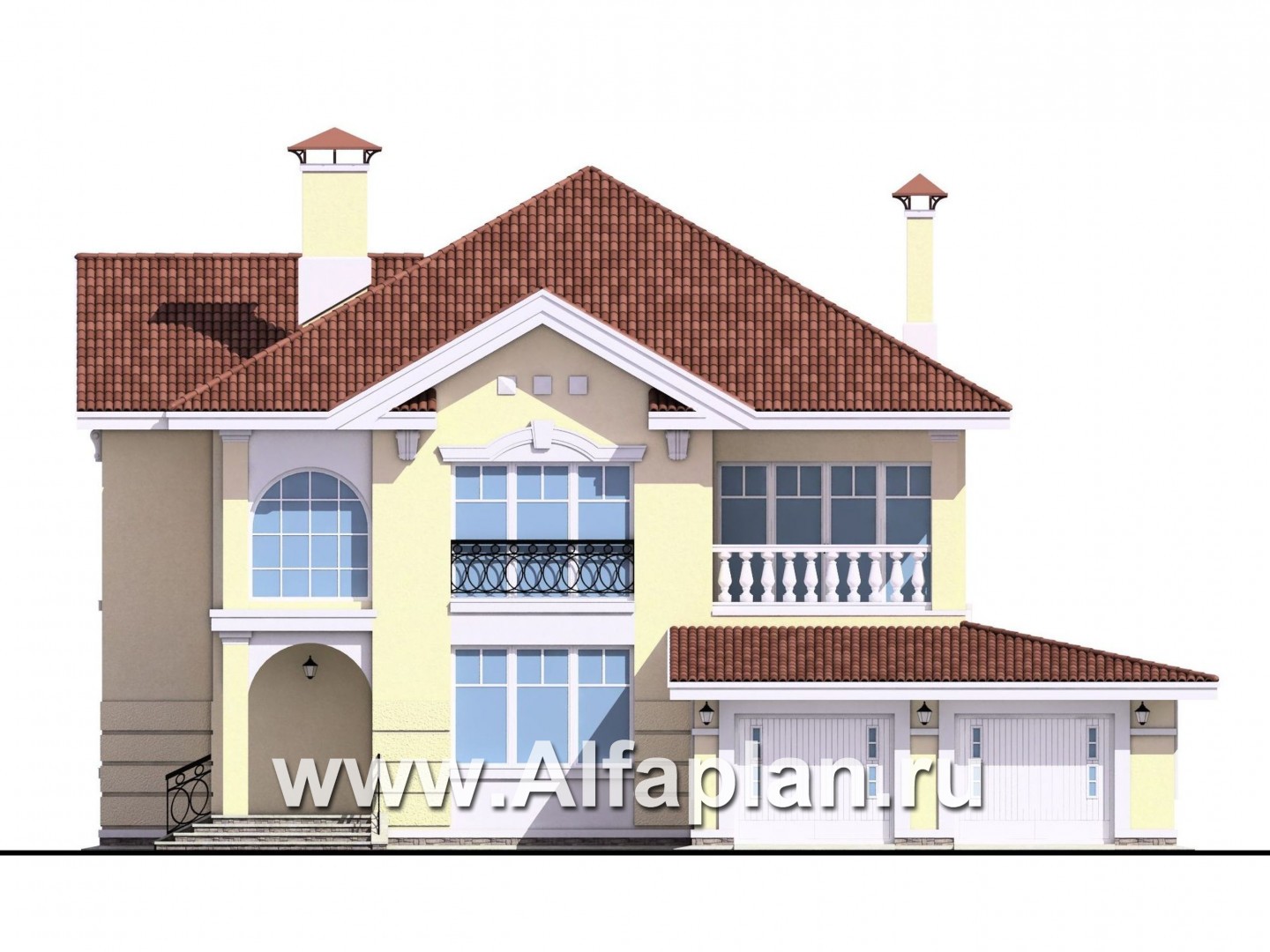 Проекты домов Альфаплан - «Елагин» - классический особняк с комфортной планировкой - изображение фасада №1