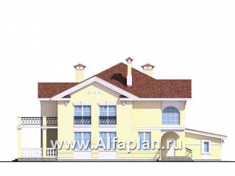 Проекты домов Альфаплан - «Елагин» - классический особняк с комфортной планировкой - превью фасада №3
