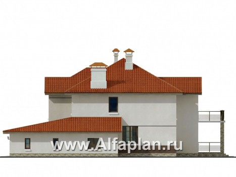 Проекты домов Альфаплан - «Коралл»- респектабельный особняк с полукруглой гостиной - превью фасада №2