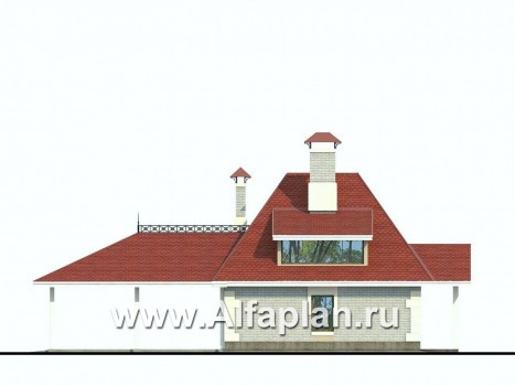 Проекты домов Альфаплан - Дом для отдыха с навесом для машин - превью фасада №4