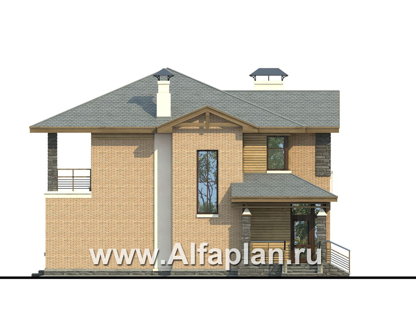 Проекты домов Альфаплан - «Оникс» - компактный двухэтажный дом для небольшого участка - изображение фасада №3
