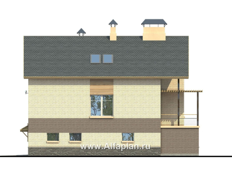 Проекты домов Альфаплан - «Эврика!» - удобный дом из блоков или кирпичей для маленького участка - превью фасада №2