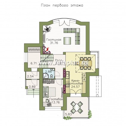 Проекты домов Альфаплан - «Светлая жизнь» - современный  коттедж с большими окнами - превью плана проекта №1