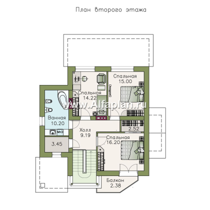 Проекты домов Альфаплан - «Тренд» - современный загородный дом - превью плана проекта №2