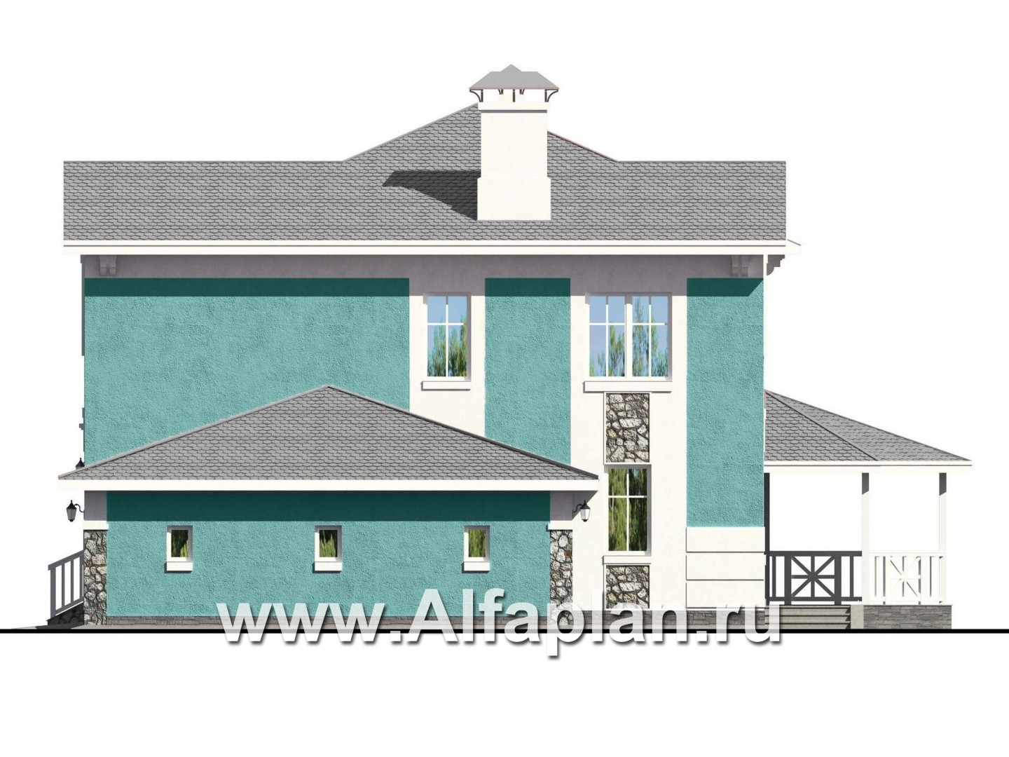 Проекты домов Альфаплан - «Белоостров» - классический коттедж с отличной планировкой - изображение фасада №2