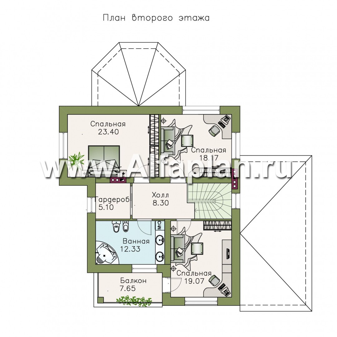 Проекты домов Альфаплан - «Белоостров» - классический коттедж с отличной планировкой - изображение плана проекта №2