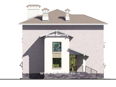 Проекты домов Альфаплан - «Светлые времена» - респектабельный особняк с большими окнами - превью фасада №3