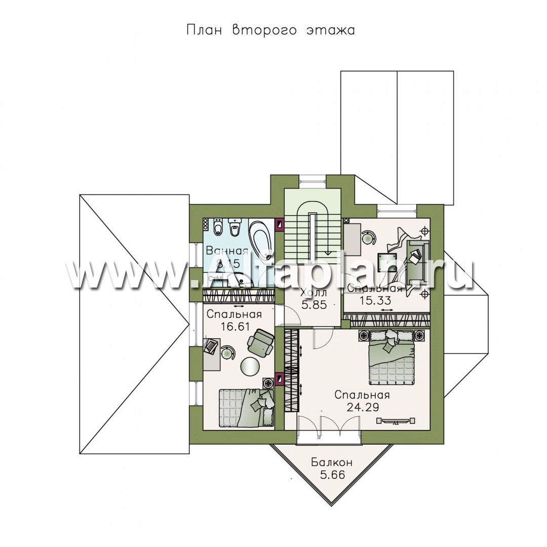 Проекты домов Альфаплан - «Бригантина» - проект коттеджа с оригинальным планом - план проекта №2