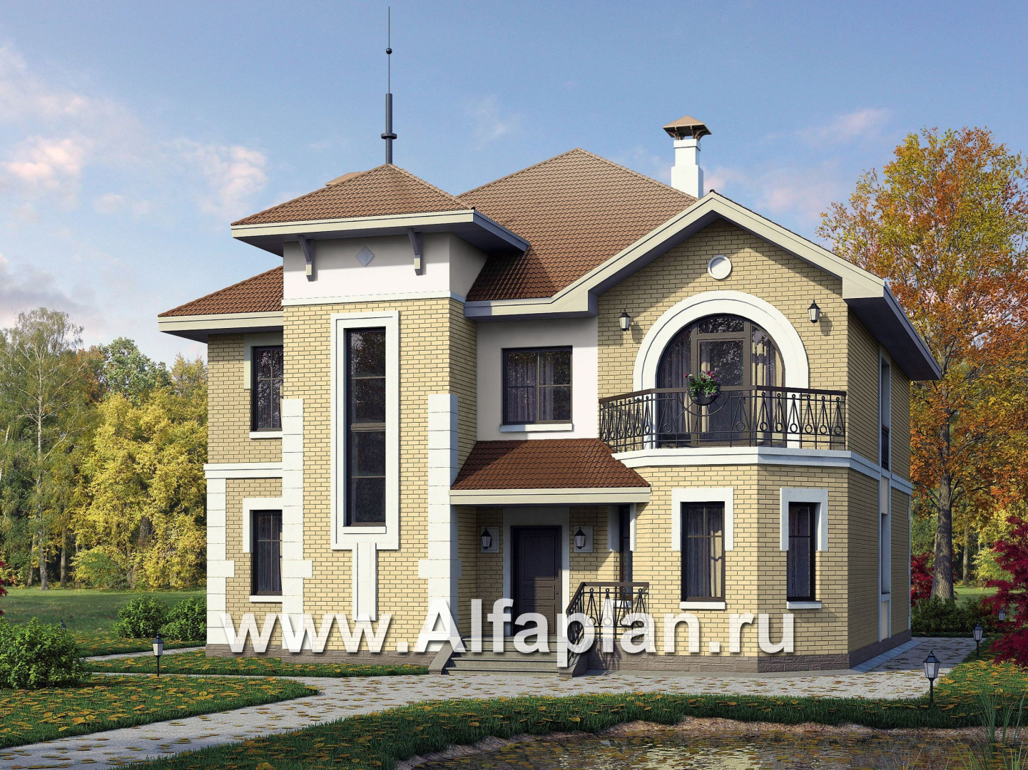 Проекты домов Альфаплан - «Феникс» - Двухэтажный коттедж с компактным планом - основное изображение