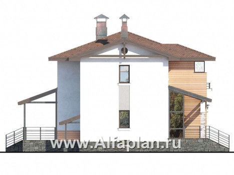 Проекты домов Альфаплан - «Тренд Плюс» - современный загородный дом - превью фасада №3