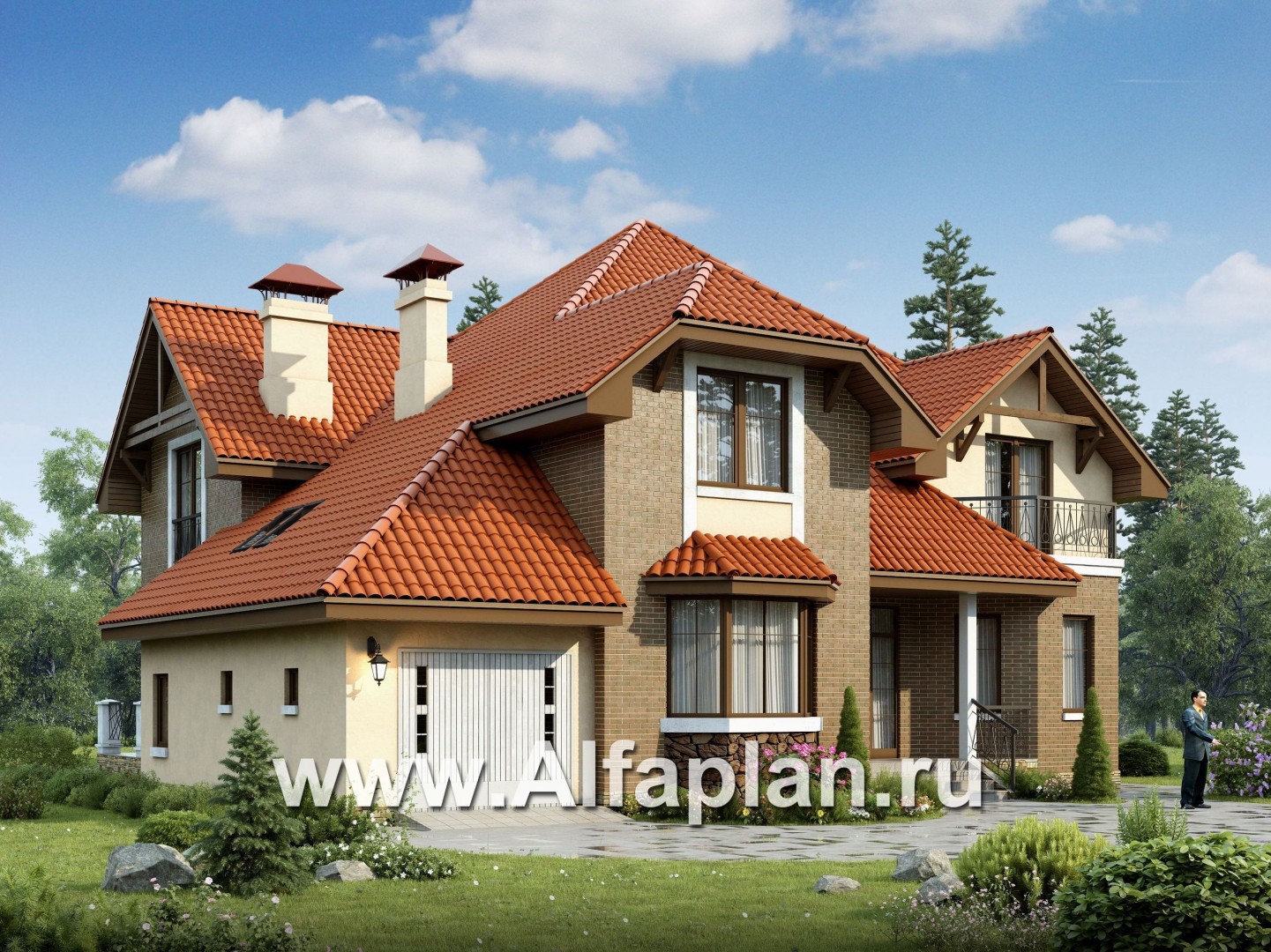 Проекты домов Альфаплан - «Гавань» - комфортабельный дом для большой семьи - дополнительное изображение №1