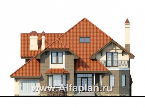 Проекты домов Альфаплан - «Гавань» - комфортабельный дом для большой семьи - превью фасада №1