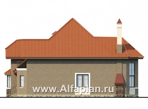Проекты домов Альфаплан - «Гавань» - комфортабельный дом для большой семьи - превью фасада №2