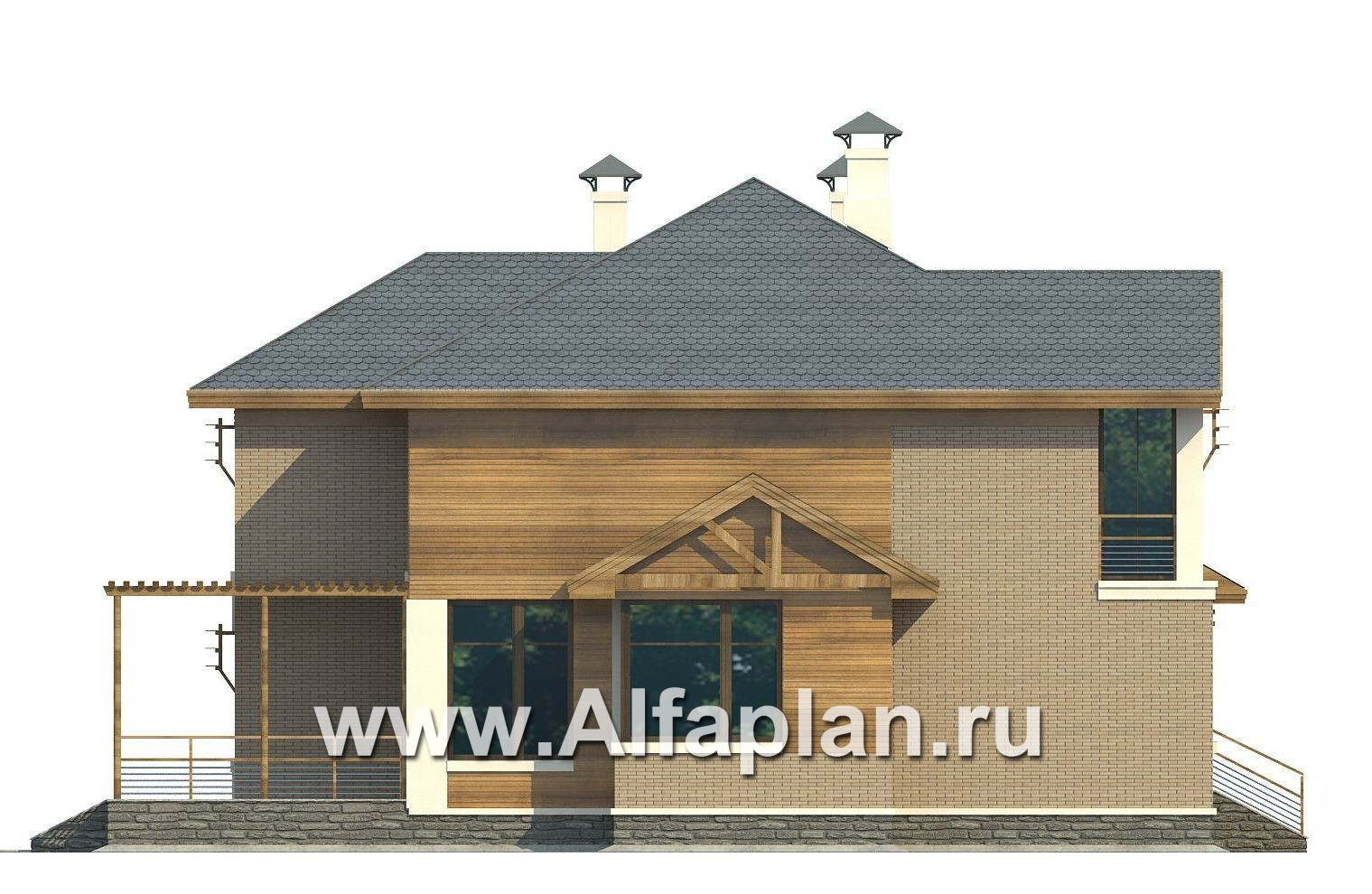 Проекты домов Альфаплан - «Вектор» - современный загородный коттедж - изображение фасада №3