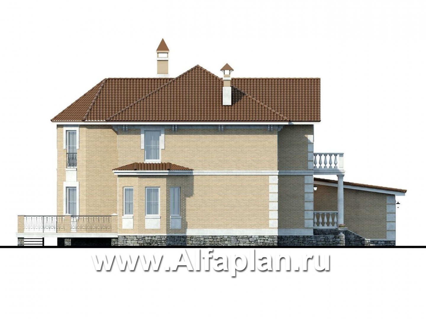 Проекты домов Альфаплан - «Головин» - аристократический коттедж - изображение фасада №3