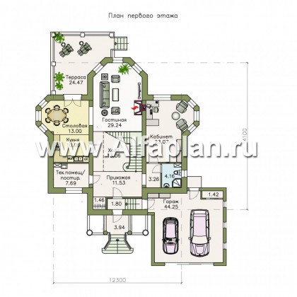 Проекты домов Альфаплан - «Головин» - аристократический коттедж - превью плана проекта №1