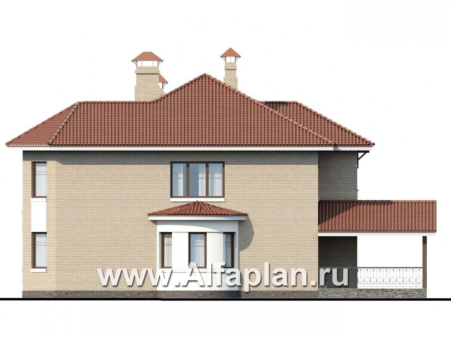 Проекты домов Альфаплан - «Митридат»- коттедж в средиземноморском стиле - изображение фасада №2