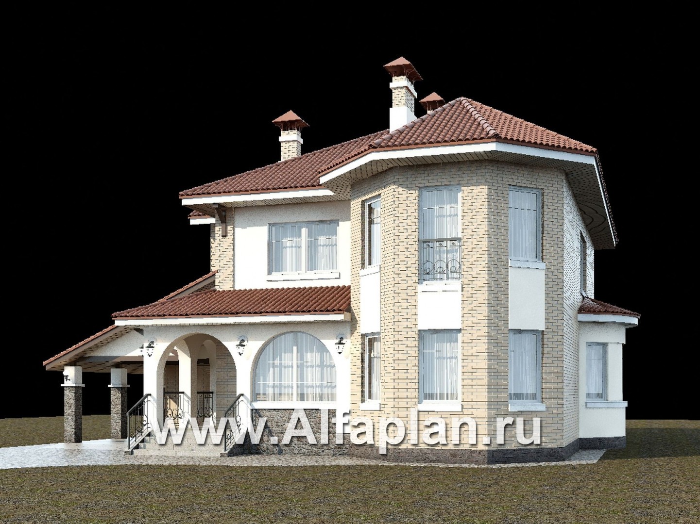 Проекты домов Альфаплан - «Митридат»- коттедж в средиземноморском стиле - дополнительное изображение №1