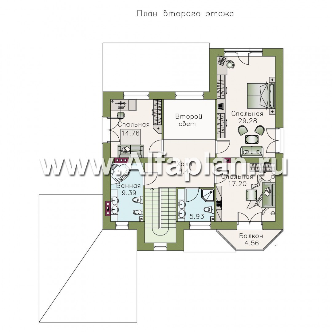 Проекты домов Альфаплан - «Феникс» - двухэтажный коттедж с компактным планом - изображение плана проекта №2