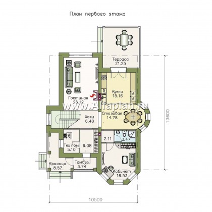 Проекты домов Альфаплан - «Эллада» - красивый и компактный особняк - превью плана проекта №1