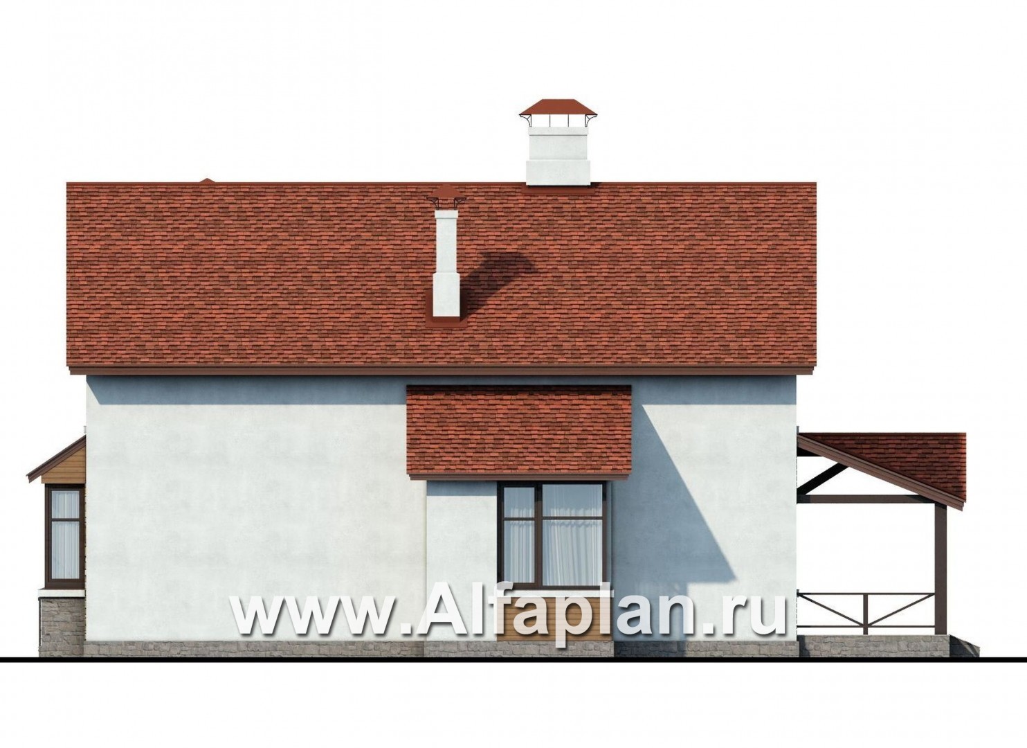 Проекты домов Альфаплан - «Новое время» - кирпичный коттедж для семьи с двумя детьми - изображение фасада №2