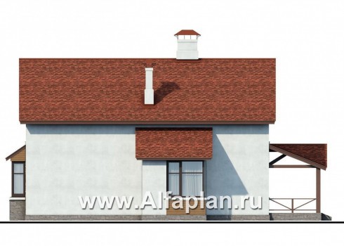 Проекты домов Альфаплан - «Новое время» - кирпичный коттедж для семьи с двумя детьми - превью фасада №2