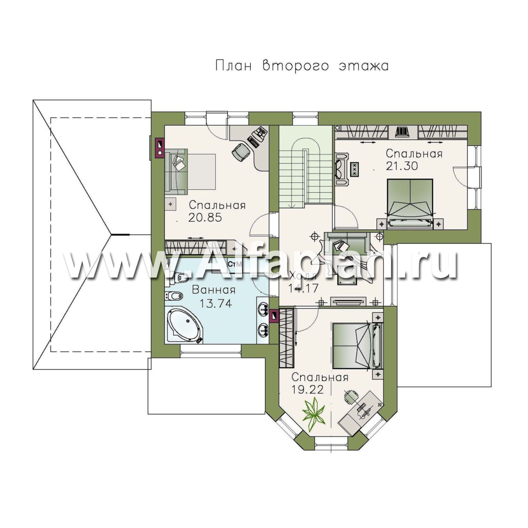 Проекты домов Альфаплан - «Модус Вивенди»- двухэтажный  дом с гаражом - изображение плана проекта №2