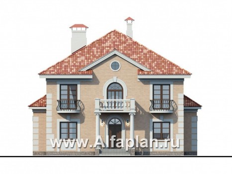 Проекты домов Альфаплан - «Апраксин» -  дом с аристократическим характером - превью фасада №1