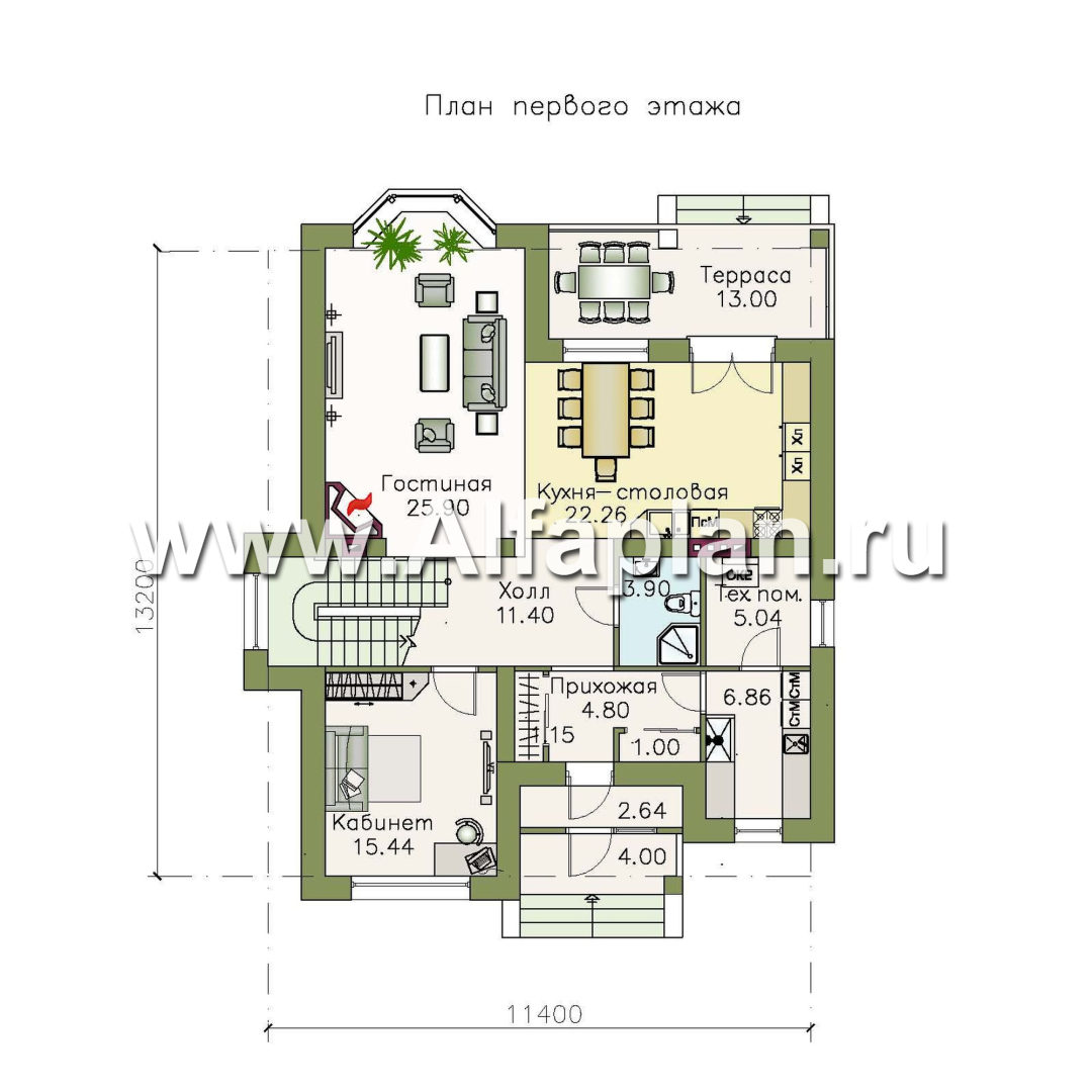 Проекты домов Альфаплан - «Репутация» - дом с аристократическими фасадами - план проекта №1