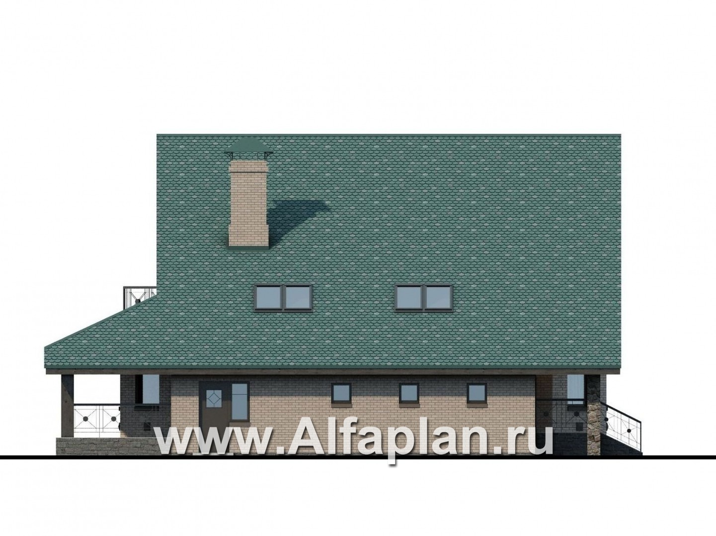 Проекты домов Альфаплан - «Эгоист» - прекрасный дом для жизни за городом - изображение фасада №2