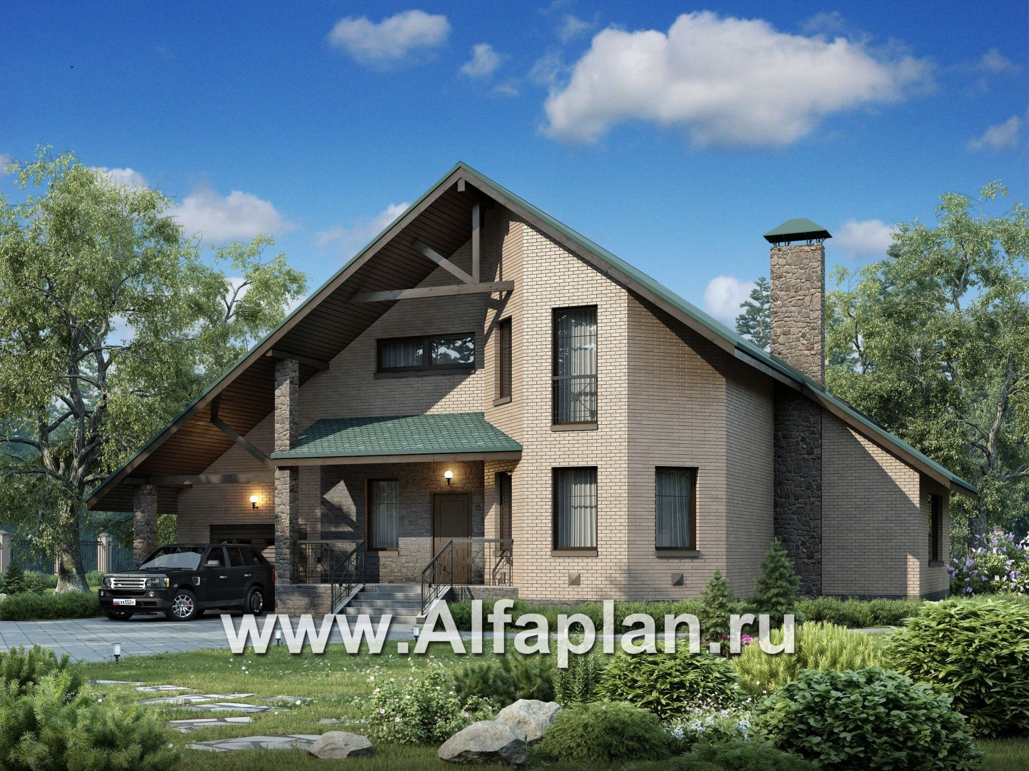 Проекты домов Альфаплан - «Эгоист» - прекрасный дом для жизни за городом - основное изображение