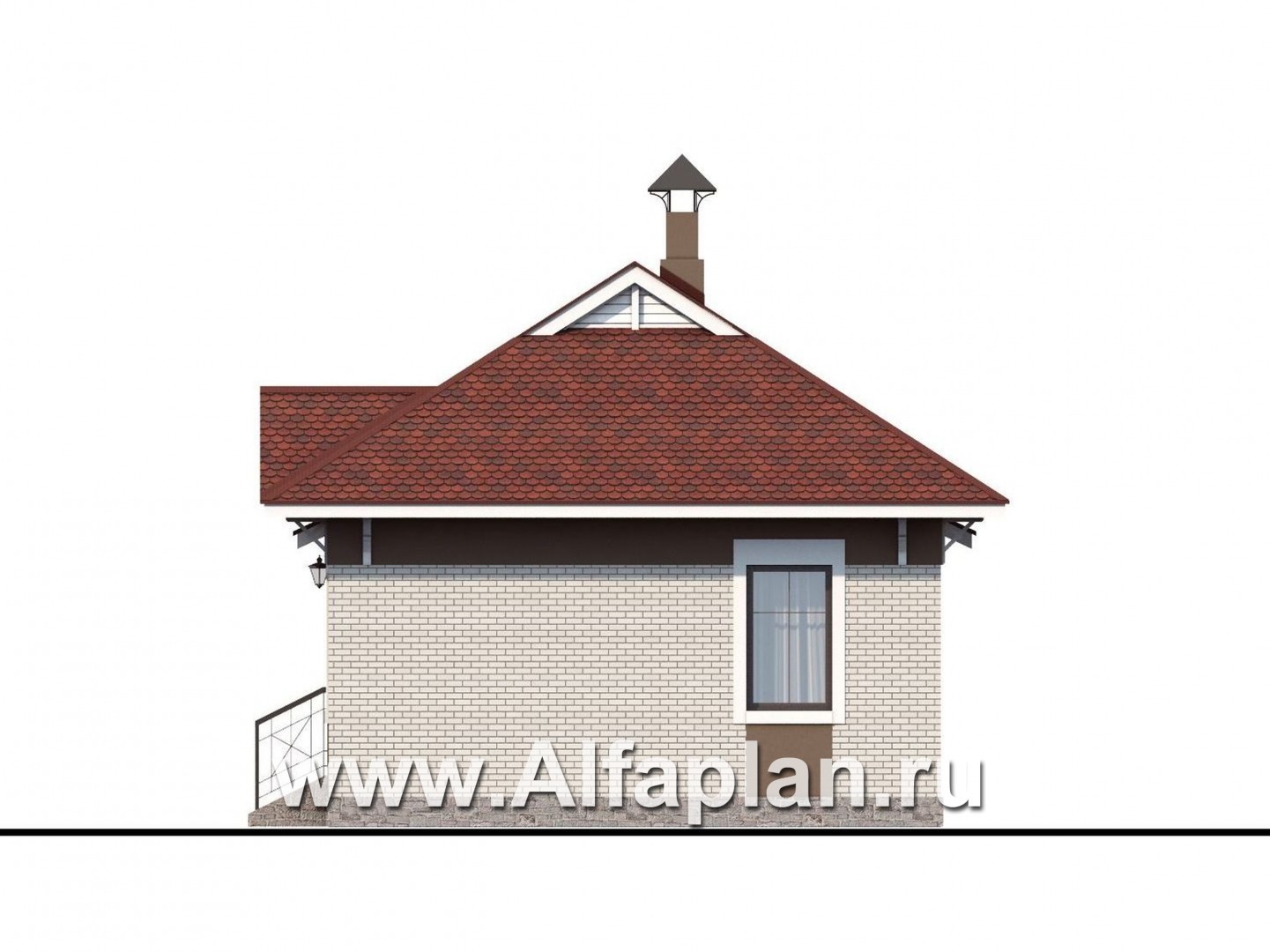 Проекты домов Альфаплан - Проект гостевого кирпичного дома в русском стиле - изображение фасада №2