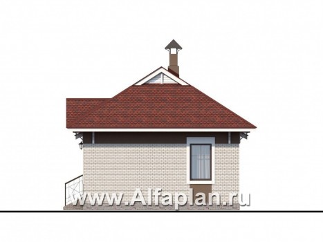 Проекты домов Альфаплан - Проект гостевого кирпичного дома в русском стиле - превью фасада №2